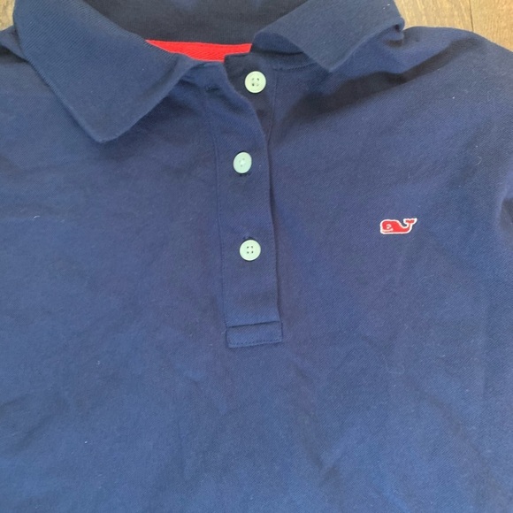 NWOT vineyard vines polo shirt woman’s medium navy blue red SS short sleeve - Picture 2 of 5
